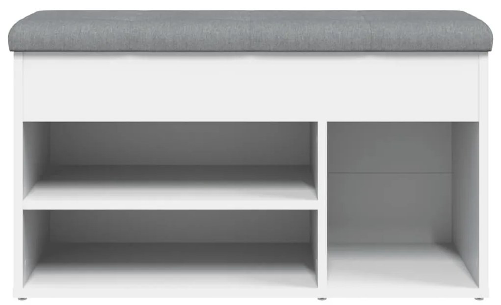 fehér szerelt fa cipőtároló pad 82 x 32 x 45,5 cm