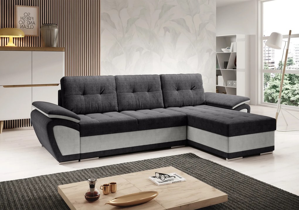 Kinyitható ülőgarnitúra, világosszürke/sötétszürke, jobbos, ENIF ROH