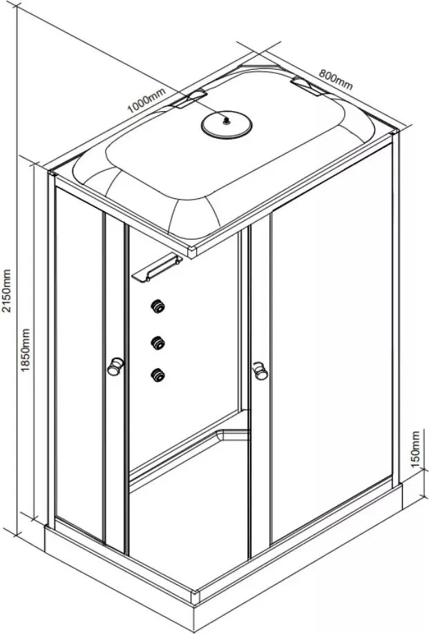 Valerie 80x100 cm szögletes hidromasszázs zuhanykabin