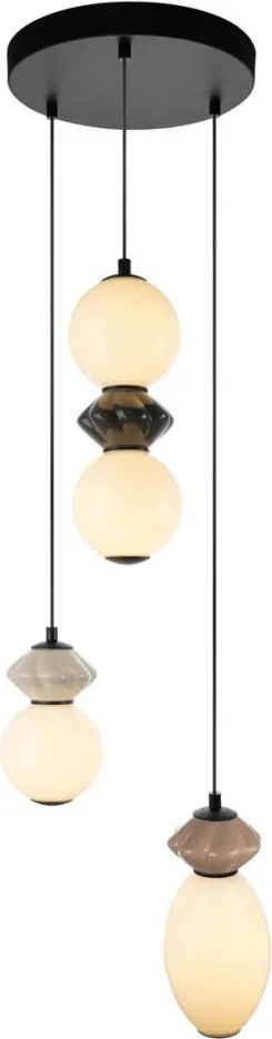 ITALUX PND-94921-4R-BK BALOS Többágú Függesztett Lámpa Barna, Matt Fekete, Opál, Átlátszó, Szürke LED IP20