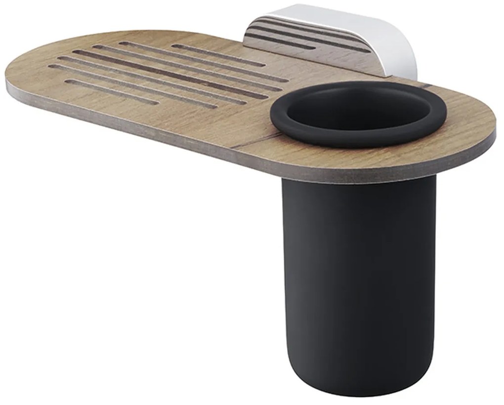 BISK Erga Bergen, szappantartó ecsettartóval, króm-barna-fekete, ERG-07104