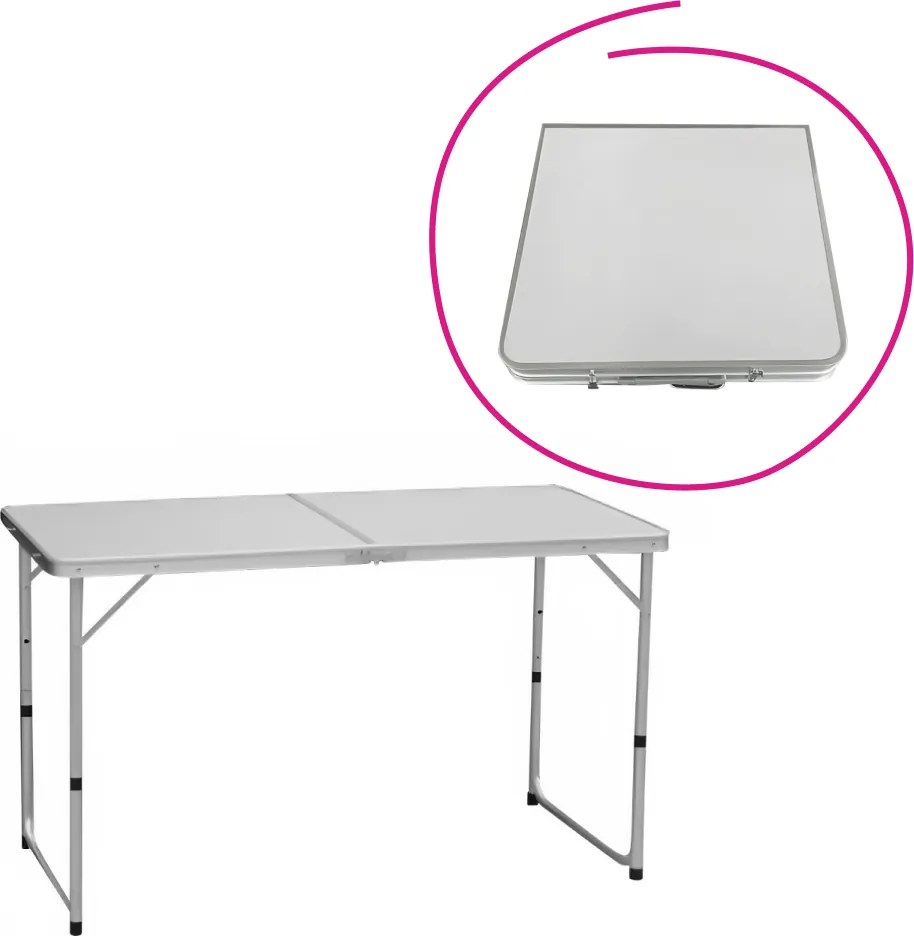 Összecsukható kempingasztal, 120 cm, alumínium/MDF, KEPI TYP 1