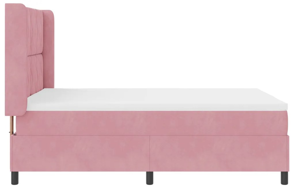 Box Spring Ágy Matraccal &amp; LED rózsaszín 140x190 cm Bársony