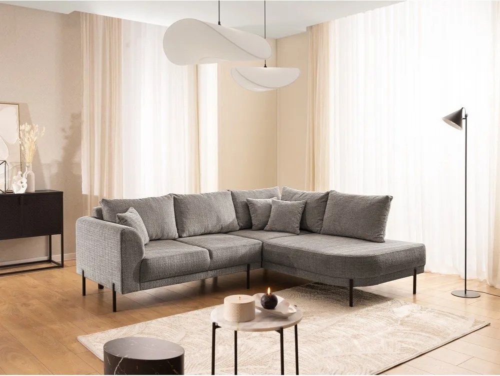 Szürkésbarna zsenília sarokkanapé (jobb oldali-L alakú) Mauris – Ropez