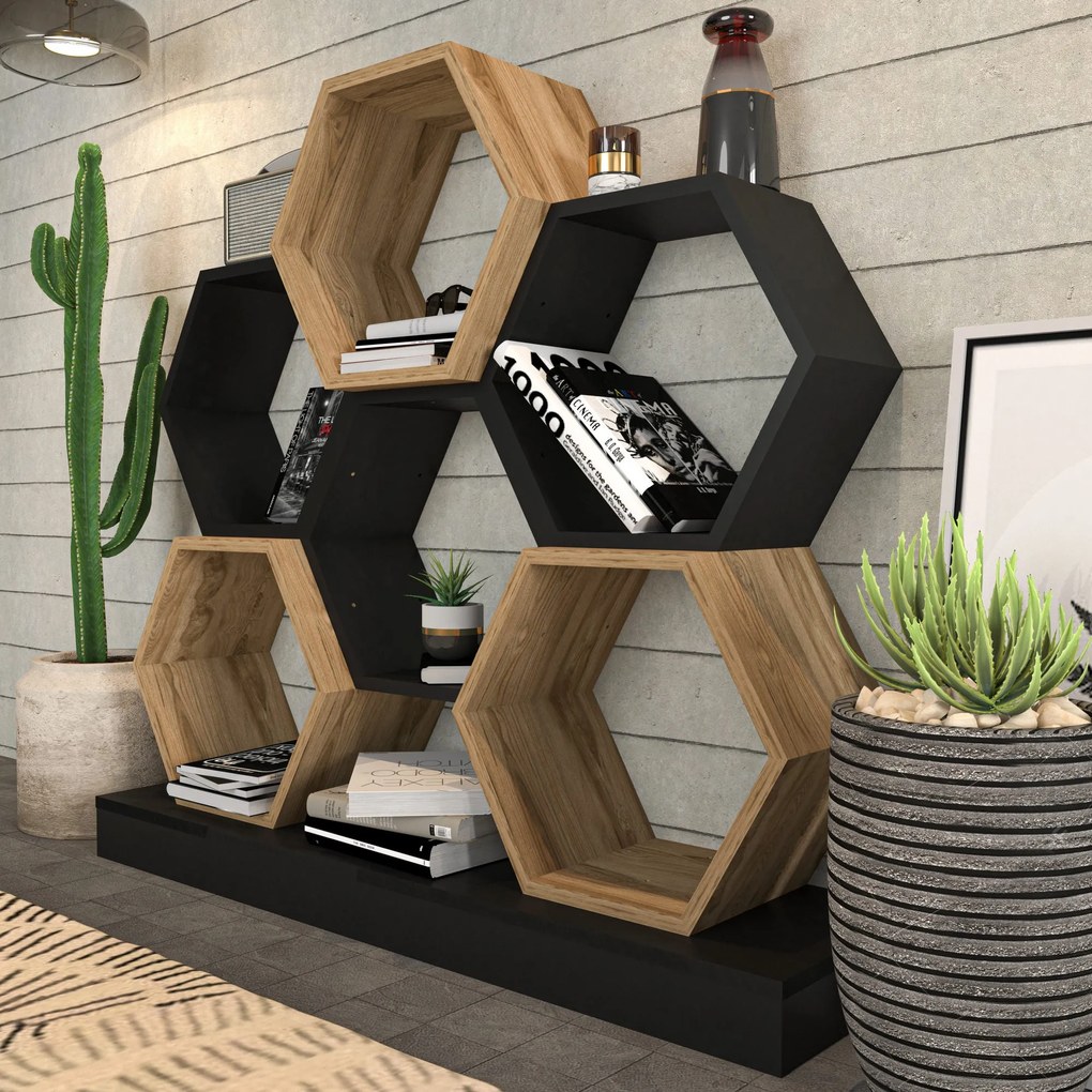könyvespolc Cicek - Black, Oak
