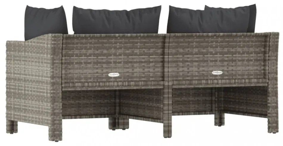 2 darabos szürke polyrattan kerti bútor szett párnákkal