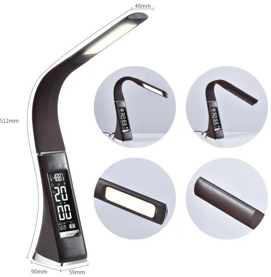 Brilagi - LED Dimmelhető asztali lámpa kijelzővel PELLE LED/7W/230V barna