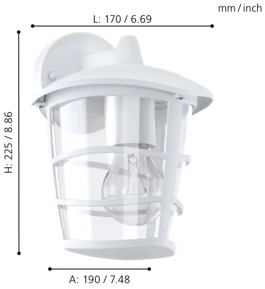 Eglo 93095 - LED Kültéri fali lámpa ALORIA 1xE27/8,5W/230V IP44