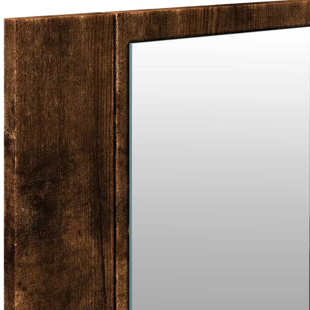 füstös tölgy színű LED-es tükrös fürdőszobaszekrény 100x12x45cm