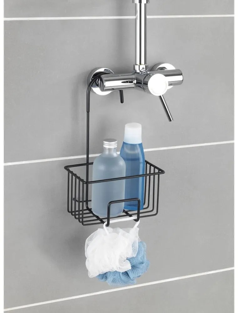 Fekete függő rozsdamentes acél fürdőszobai polc Milito – Wenko