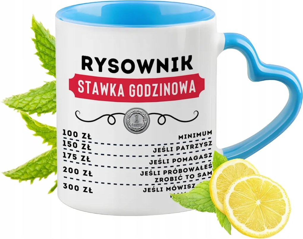 Rajzolónak Kék Bögre Szív Alakú Füllel Ajándék