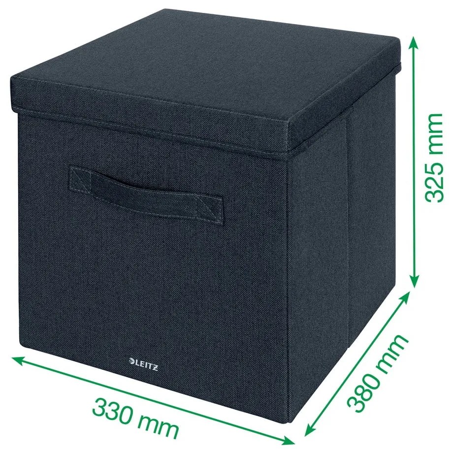 Sötétszürke fedeles textil tárolódoboz szett 2 db-os 33x38x32.5 cm – Leitz