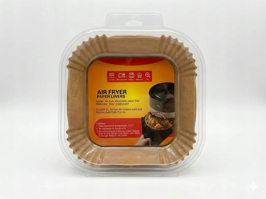 Papírbetét Air Fryer Olajsütőhöz 20CM Négyzet Alakú Papír
