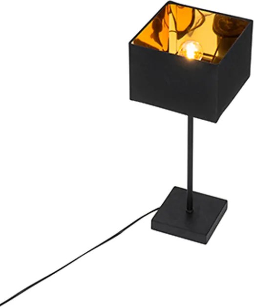 Modern asztali lámpa fekete szövetbúrával fekete arannyal - VT 1