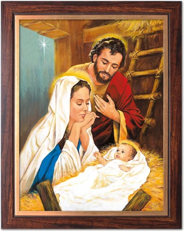 Vászonkép Keretben 30x40 Szent Család Kereszt Keret Arany Csíkkal