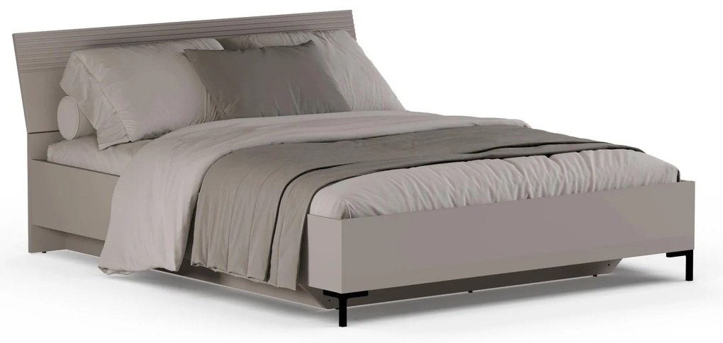 Franciaágy 160 cm Demandaron (taupe + silverjack tölgy) (ágyráccsal)  (tárolóhellyel). 1116818