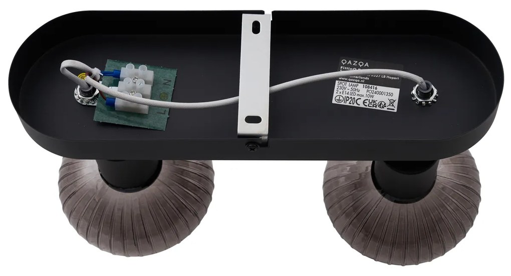 Kerek mennyezeti spotlámpa fekete füstüveggel, 2 lámpa - Teddy