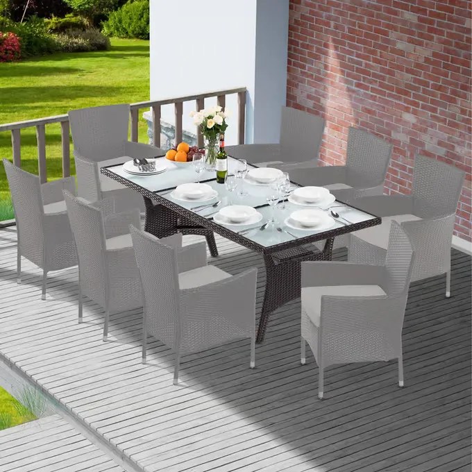 Deuba Takeo rattan asztal 190x90x74 cm - barna