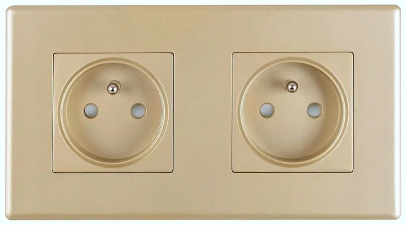 Kontakt Elektromos Aljzat Műanyag Keret Matt FI60 Dupla 2x1 Arany