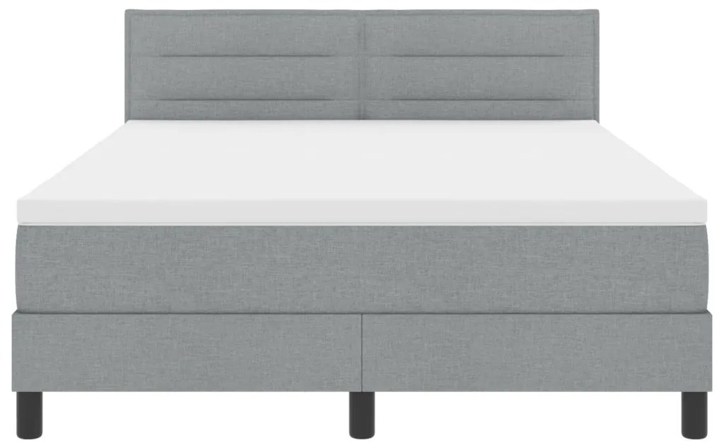 Box Spring Ágy Mattal és LED Fénnyel Szürke 140x190 cm Szövet