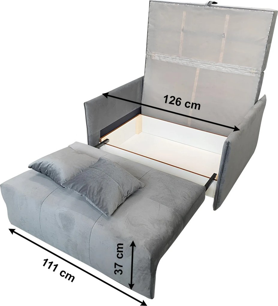 Kinyitható 2-es ülés, világosszürke szövet Riviera, ALANA