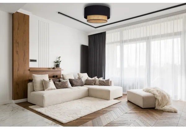 Duolla - Mennyezeti lámpa BOHO 1xE27/15W/230V átm. 45 cm fekete/rattan