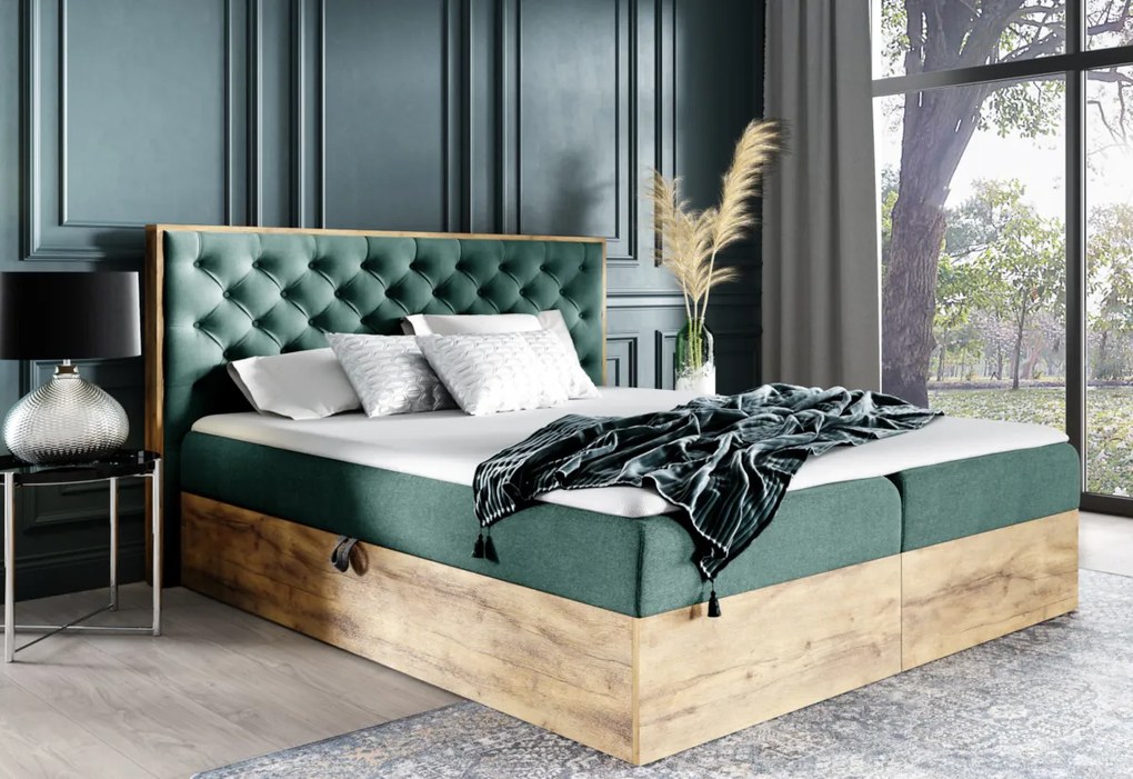 HAZEL franciaágy + fedő, 120x200, tölgy lancelot/faro 4