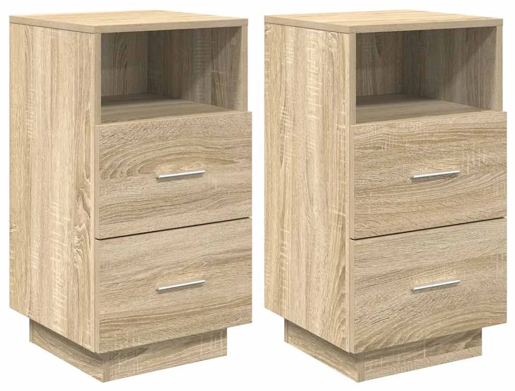 2 db sonoma tölgy színű éjjeliszekrény 2 fiókkal 36x36x68 cm