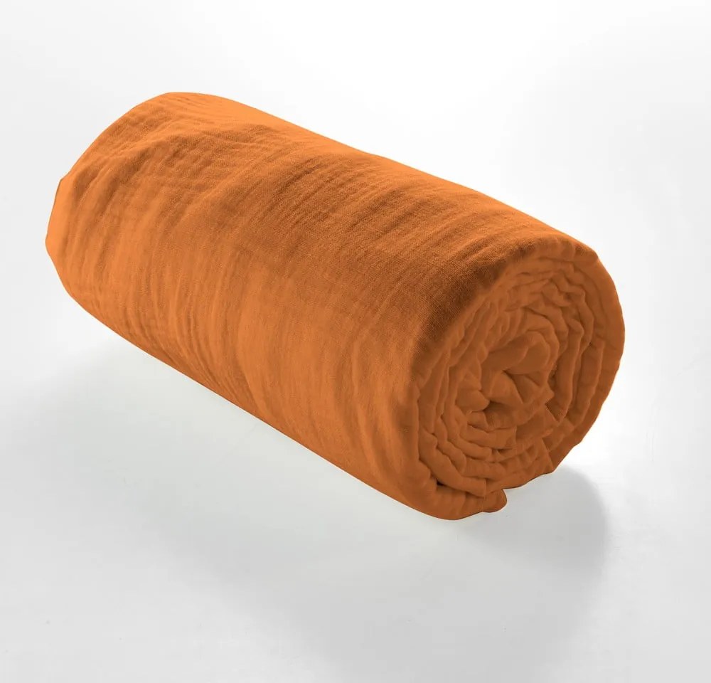 Narancssárga-barna muszlin lepedő 140x190 cm Angelia – douceur d'intérieur