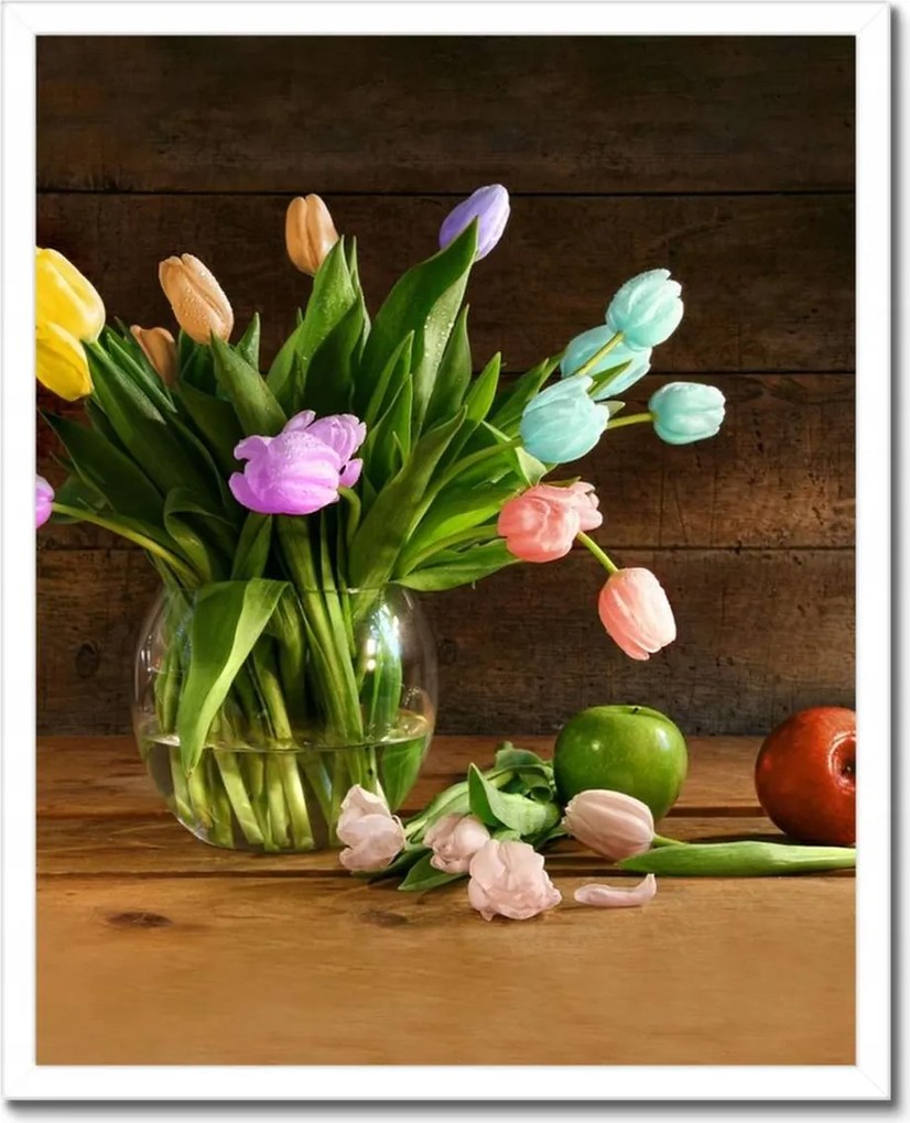 Poszterek keretben 40x50 Csokor Színes tulipánok