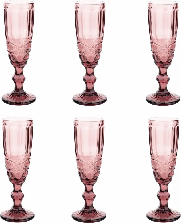 Pezsgőspohár készlet, 6db, 150 ml, rózsaszín, FREGATA TYP 4