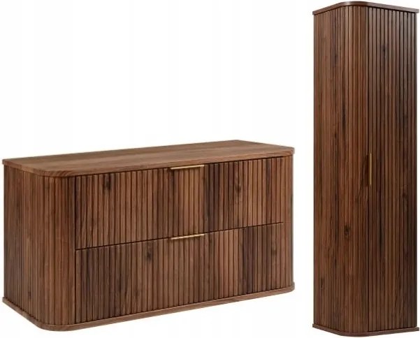 Fürdőszoba szekrény akasztós szett 100,4 oszlop tölgy dió Ryfle frontok Mdf