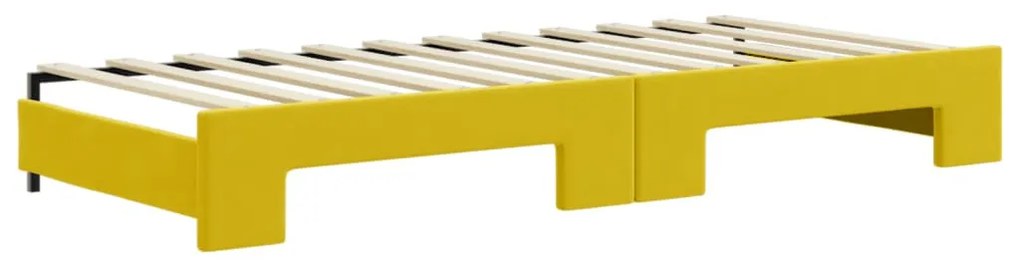sárga kihúzható bársony heverő 80 x 200 cm