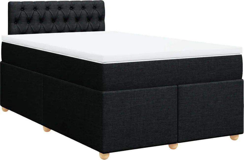 vidaXL fekete szövet rugós ágy matraccal 120 x 190 cm