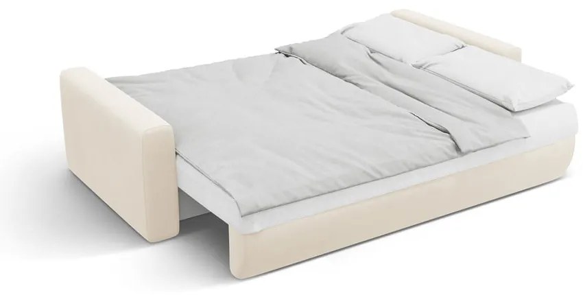 Bézs bársony kinyitható tárolóhelyes sarokkanapé Belfast – Cosmopolitan Design