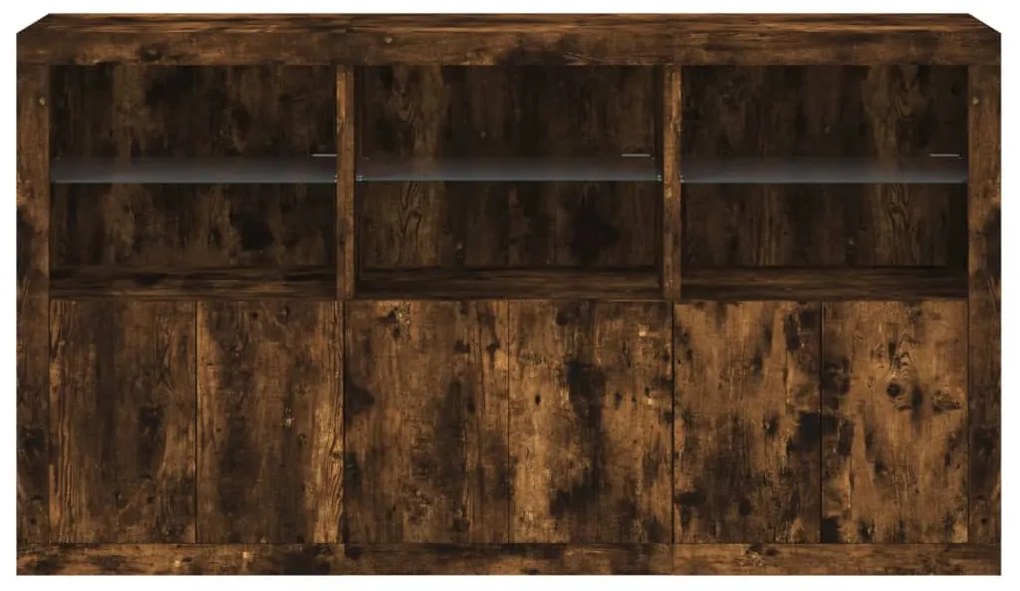füstös tölgy színű tálalószekrény LED-ekkel 181,5 x 37 x 100 cm