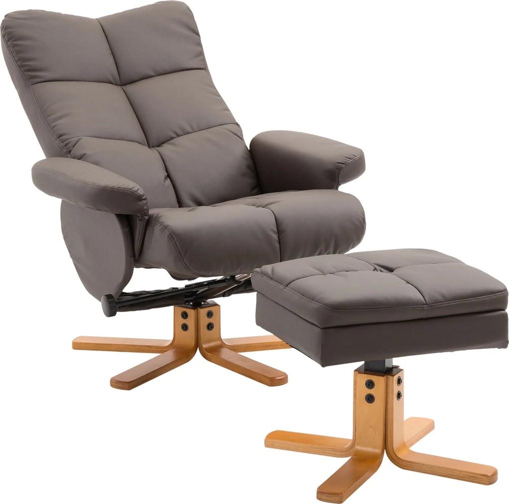 HOMCOM Relaxáló Szék Lábpihentetővel, Tárolóval, Párnázott TV Szék, Rezgést Végző Funkcióval, 360°-ban Forgatható TV Szék, Hálószobába, Nappaliba, Műb