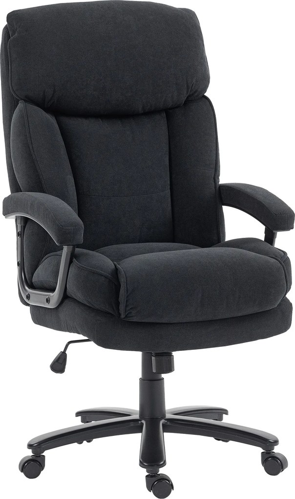 HOMCOM magas támlás ergonómiai irodai szék (kb. 200 kg) – lenvászon hatású szövet, állítható magasság, billentés, széles ülés, fekete | Aosom