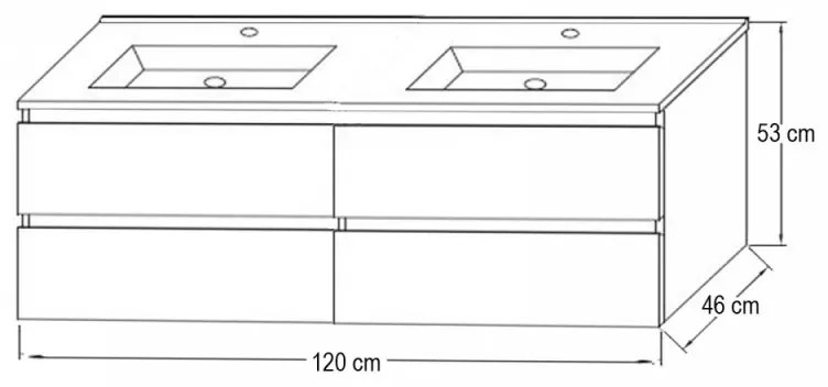 Porto Prime 120 komplett fürdőszoba bútor fehér színben