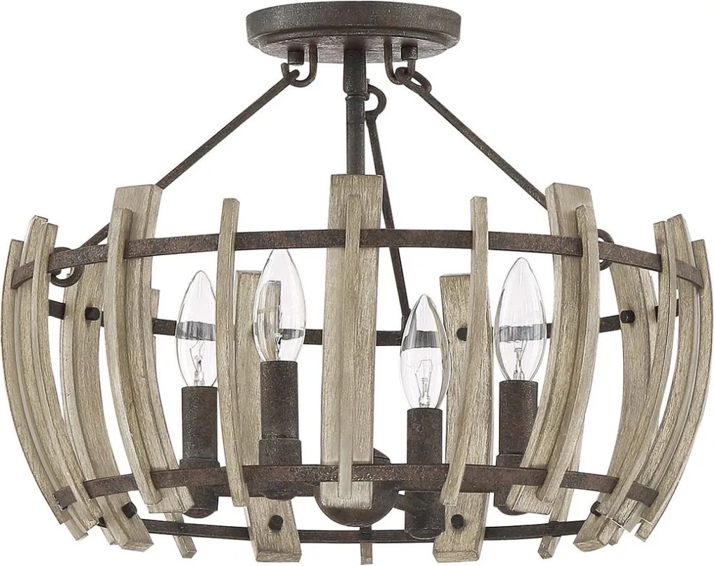 ELSTEAD QZ-WOOD-HOLLOW-SF WOODHILL Loft Mennyezeti Lámpa Fekete, Falusias E14 IP20
