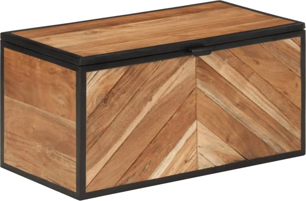vidaXL tömör akácfa és vas tárolóláda 60 x 30 x 30 cm