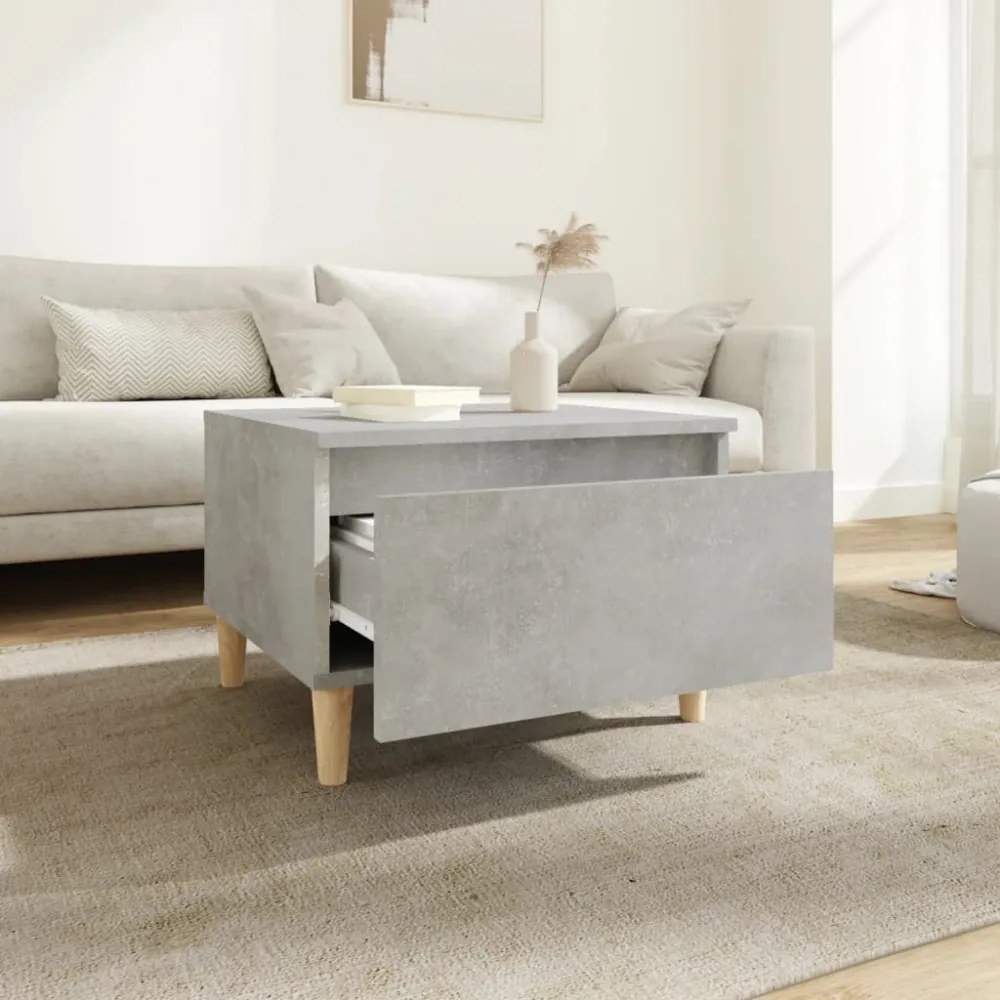 betonszürke szerelt fa dohányzóasztal 90x49x45 cm