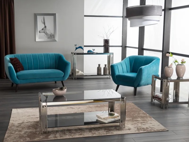 Kétszemélyes kanapé, bézs/wenge ELITE 2 VELVET