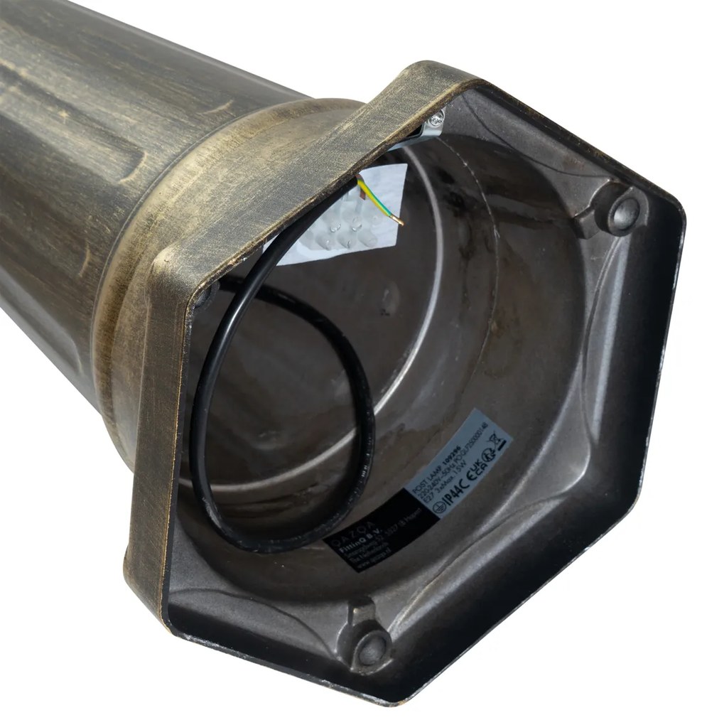 Klasszikus kültéri lámpás antik arany színben, átlátszó üveggel, 198 cm, IP44 - London