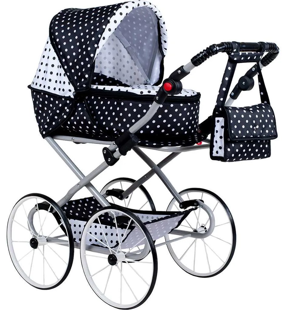 Játék Retro babakocsi 2az1-ben New Baby Natálka fehér - fekete