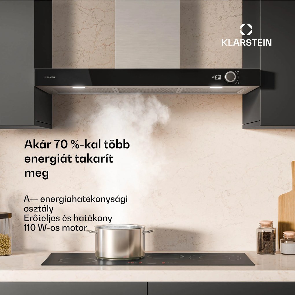 Klarstein AirNova páraelszívó, légvisszavezetés és elszívás, A++ energiahatékonyság, 110 W, 620 m³/h