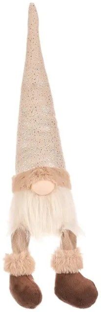 Karácsonyi dekoráció Lógó lábú manó, magasság 40cm, bézs/barna, 40 cm