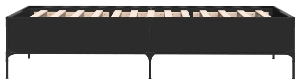 fekete szerelt fa és fém ágykeret 90 x 200 cm