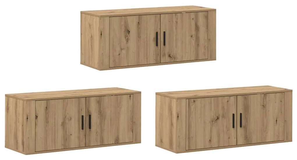 vidaXL Fali TV szekrény szett 3 pcs Artisan tölgy 100 x 34,5 x 40 cm