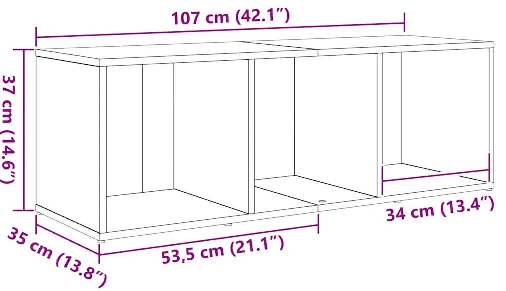 TV szekrény 3 pcs Barna 107 x 35 x 37 cm Faanyag